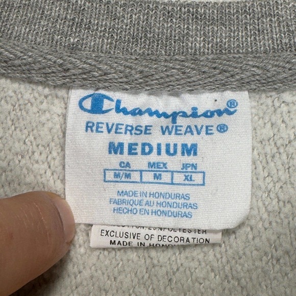 Champion Reverse Weave Sweatshirt Men Medium Gray All Over Print‎ Jersey Cotton - Picture 3 of 9